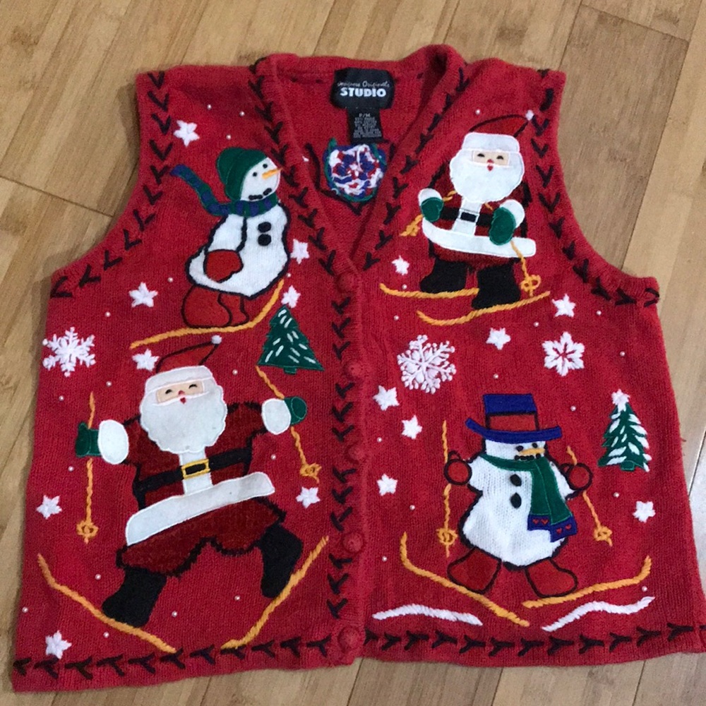 Vintage -Santa & snowman ⛄️🎅 cardigan